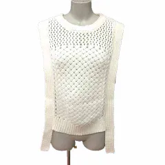 ビームスハート BEAMS HEART ニットベスト プルオーバー 編み込み 白 ホワイト /YK