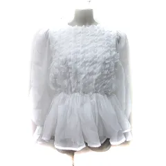 リュミエ La-gemme シャツ ブラウス ペプラム ベルスリーブ 長袖 シアー フリル 白 ホワイト /YI