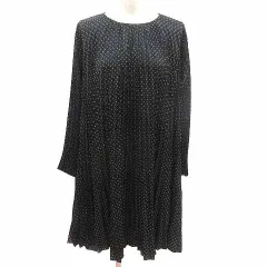 スナイデル SNIDEL ワンピース プリーツ ひざ丈 ドット 長袖 ONE 黒 ブラック /YK