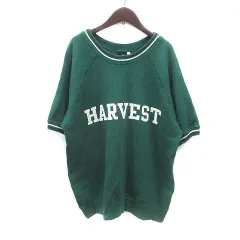 マウジー MOUSSY トレーナー スウェット オーバーサイズ プリント 五分袖 F 緑 グリーン 白 ホワイト /MS