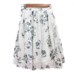 マーキュリーデュオ MERCURYDUO ギャザースカート ひざ丈 花柄 F 白 ホワイト /MN