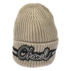 CHANEL シャネル ロゴワッペン カシミヤニットキャップ  ベージュのサムネイル