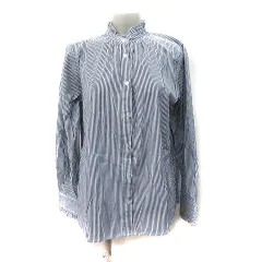 テチチ Te chichi シャツ ブラウス バンドカラー ストライプ 長袖 F 黒 ブラック 白 ホワイト /YI