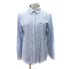 クロコダイル CROCODILE シャツ ブラウス ストライプ 長袖 LL 紺 ネイビー /YI