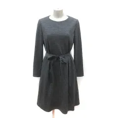 自由区 オンワード樫山 ワンピース ひざ丈 ウール 長袖 38 グレー /MS