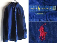 RALPH LAUREN ラルフローレン CLASSIC FIT ポロポニーロゴ刺繍 コーデュロイシャツ BDシャツ M 青 ブルー 国内正規品 ゆったり