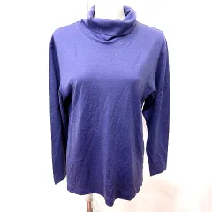 ランセル LANCEL ニット カットソー タートルネック 長袖 ウール M 紫 パープル /RT