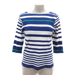 イーストボーイ EAST BOY カットソー ボートネック ボーダー 七分袖 11 青 ブルー 白 ホワイト 緑 グリーン /MS