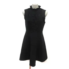 ザラウーマン ZARA WOMAN ワンピース ひざ丈 レース フリル ノースリーブ M 黒 ブラック /MS