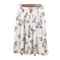 レッセパッセ LAISSE PASSE フレアスカート ひざ丈 花柄 36 S 白 アイボリー /MN