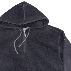 90s USA製 BANANA REPUBLIC Hooded Pullover Fleece JKT XL BLK バナナリバプリック フード付き プルオーバーフリース ハーフジップ 刺繍ロゴ 古着