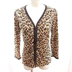 エポカ EPOCA カーディガン 長袖 総柄 ジップアップ 40 茶 ブラウン /RT