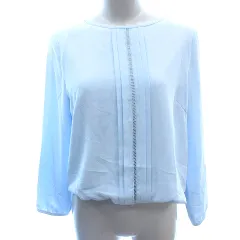 インディヴィ INDIVI シャツ ブラウス レース 長袖 40 L 水色 ライトブルー /AU