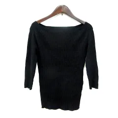 アルアバイル allureville ニット カットソー 五分袖 リブ 2 M 黒 ブラック /MN