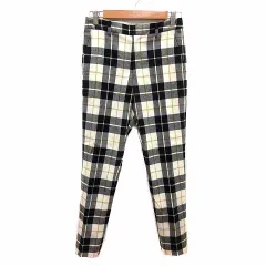 イエナ IENA スラックスパンツ チェック ウール 34 XS 黒 ブラック 白 ホワイト /YK