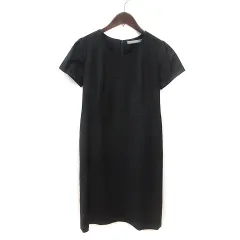 セオリーリュクス theory luxe ワンピース ひざ丈 ウール 半袖 38 黒 ブラック /MS
