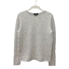 セオリー Theory ニット カットソー カシミヤ 長袖 S ライトグレー 黒 ブラック /MS