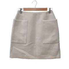 イエナ IENA 台形スカート ミニ ウール 36 ベージュ /MS