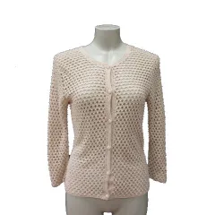 ハロッズ Harrods カーディガン ニット 透かし編み 長袖 ライトベージュ /MS
