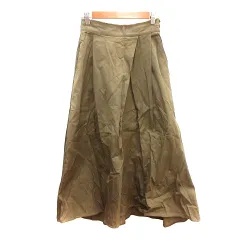 ナノユニバース nano universe フレアスカート マキシ ロング カットオフ ダメージ加工 36 S カーキ 緑 グリーン /AU