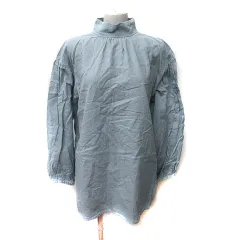 ビームスハート BEAMS HEART シャツ ブラウス プルオーバー 長袖 麻 リネン ブルーグレー /YI