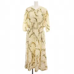 インゲボルグ INGEBORG シャツワンピース ロング 花柄 七分袖 リボン アイボリー ベージュ P028XFA12 /YM