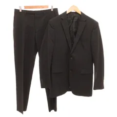 バーバリーブラックレーベル BURBERRY BLACK LABEL スーツ セットアップ テーラードジャケット スラックス パンツ シャドーストライプ M 黒 ブラック /JS ■GY62