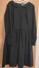 レジーナリスレ　44(LL)　ブラックドレス　ブラックワンピース　長袖　オフィス　フォーマル　セレモニー　大きいサイズ　プラスサイズ