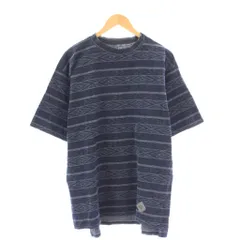 グラミチ GRAMICCI Tシャツ 半袖 クルーネック ボーダー柄 ストレッチ L 紺 ネイビー /BB ■GY58