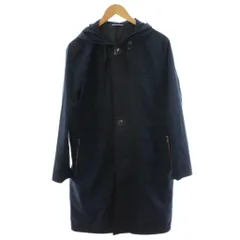 ランバンオンブルー LANVIN en Bleu コート ロング丈 フード チェック柄 アウター 46 紺 ネイビー /AN28