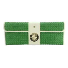 ケイトスペード KATE SPADE クラッチバッグ パーティバッグ 編み込み バイカラー 緑 白 /MI