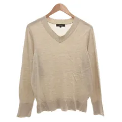 アンタイトル UNTITLED 洗える シルクウールカシミヤ Vネックニット セーター 44 長袖 無地 ベージュ 大きいサイズ /AE