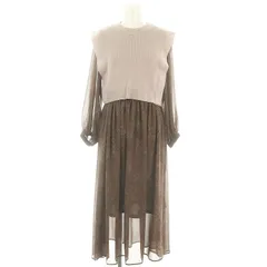 ミスティウーマン mysty woman ベストセットワンピース 長袖 ロング プルオーバー F 茶 ピンク ブラウン /NR ■OS