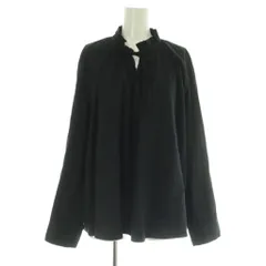 ボールジー BALLSEY トゥモローランド ハイカウントサテン ネックフリルブラウス 長袖 ギャザー プルオーバー 36 ブラック /MY ■OS