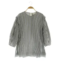 ユナイテッドアローズ UNITED ARROWS ストライプ タック パフスリーブブラウス プルオーバー F ネイビー /MY ■OS