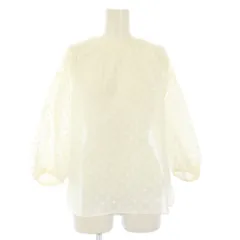 ボールジー BALLSEY トゥモローランド 25SS フラワーカットジャカード パフスリーブブラウス カットソー 七分袖 36 白 11-01-52-01201 /KH