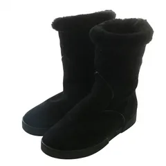 ルイヴィトン LOUIS VUITTON ムートンブーツ スエード ボア ショート ラウンドトゥ モノグラム 総柄 36 23cm 黒 ブラック /XZ ■GY40