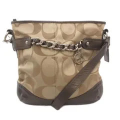 コーチ COACH ショルダーバッグ シグネチャー チェーン キャンバス レザー ベージュ 茶 ブラウン F19730 /AE