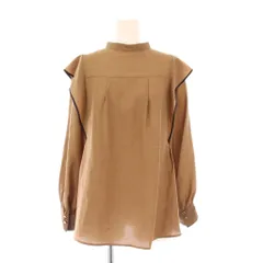 ノーリーズ Nolley's シャツ ブラウス プルオーバー 長袖 スタンドカラー フリル 38 茶 ブラウン タグ付き /BB