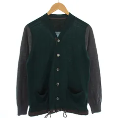 サカイ sacai ニット カーディガン 長袖 Vネック ウール 1 緑 グレー 15-00556M /BM