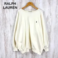 90s Polo by Ralph Lauren 古着 ポロバイラルフローレン ポニーロゴ刺繍 裏起毛 プルオーバー スウェット トレーナー ホワイト ビックシルエット