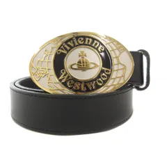 ヴィヴィアンウエストウッド Vivienne Westwood デカロゴ オーブロゴ レザーベルト 本革 黒 ブラック /GV ■GY12