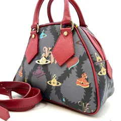 【美品】Vivienne Westwood ヴィヴィアンウエストウッド ヤスミン ハンドバッグ トートバッグ ショルダーバッグ ORB オーブ 総柄 マルチカラー レッド 赤色 pvc レザー 革 ユニセックス 男女兼用 メンズ レディース