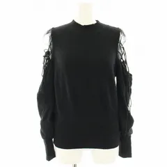 スナイデル SNIDEL シースルーショルダーニットプルオーバー カットソー アンゴラ混 ラムウール混 チュール切替 長袖 F 黒 ブラック SWNT225082 /HN