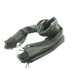 グレンプリンス Glen Prince ストール マフラー ウール カシミヤ混 フリンジ グレー /MI