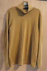 ユニクロ　XL　マスタード　イエロー系　綿混　タートルネック　長袖カットソー　重ね着にも◎　大きいサイズ　プラスサイズ