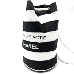 【良品】CHANEL シャネル プールバッグ ショルダー 巾着 バイカラー ホワイト×ブラック ユニセックス 男女兼用