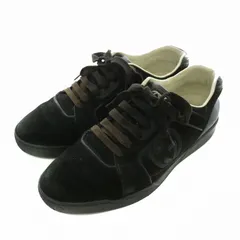 グッチ GUCCI スニーカー スエード レザー ローカット インターロッキング 8 27cm 黒 ブラック /XZ ■GY18