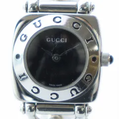 グッチ GUCCI 腕時計 ウォッチ クォーツ スクエア 黒文字盤 ロゴ シルバー色 6400L ■GY18 /MQ ■OH