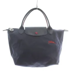 ロンシャン LONGCHAMP ル プリアージュ LE PLIAGE ハンドバッグ トート ナイロン レザー 折りたたみ ロゴ 刺繍 紺 ネイビー 赤 レッド /XZ ■GY18